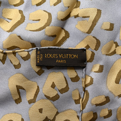Louis Vuitton Silk Leopard Scarf Gris 3 of 3