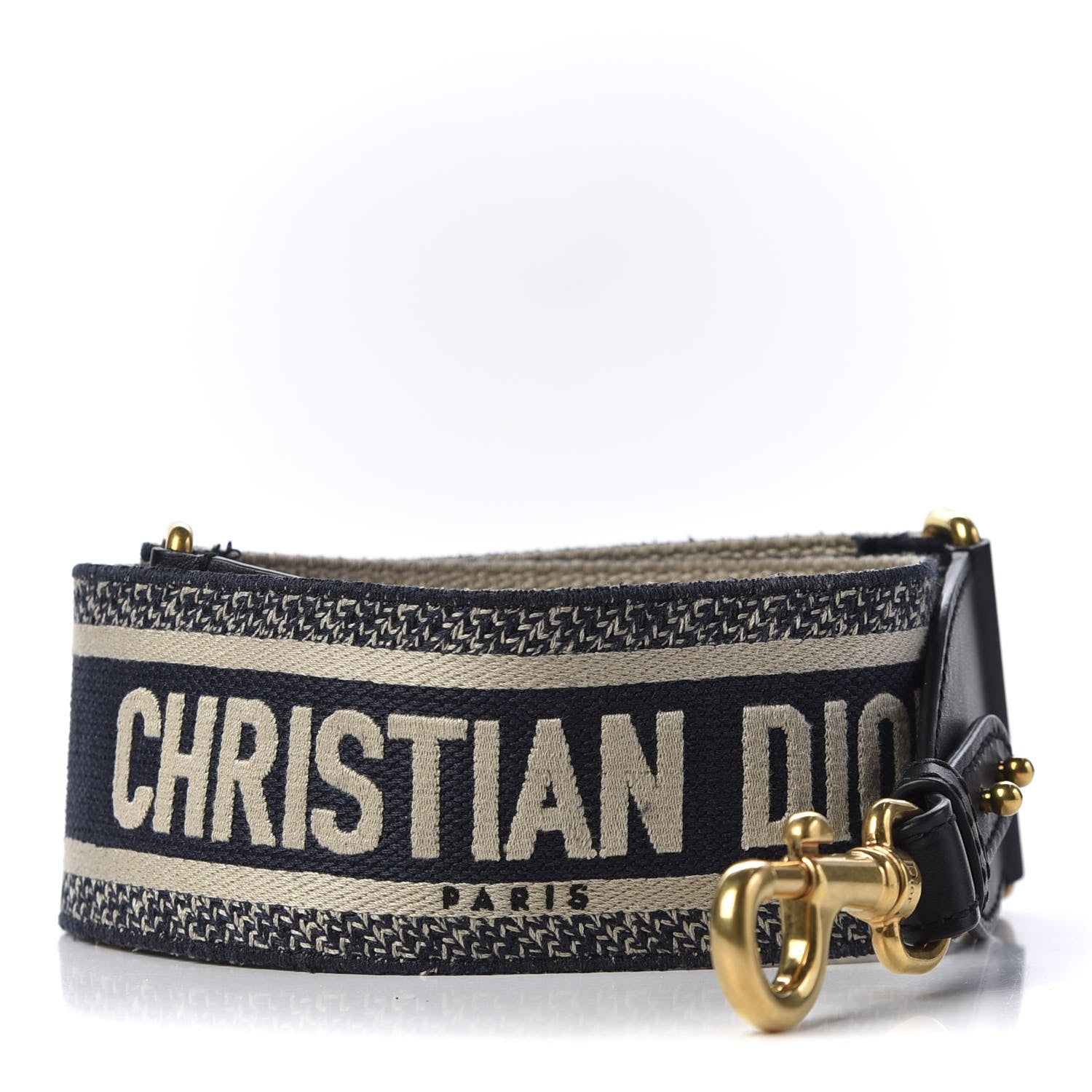 Christian Dior Canvas Embroidered Shoulder Strap Black 1 of 3