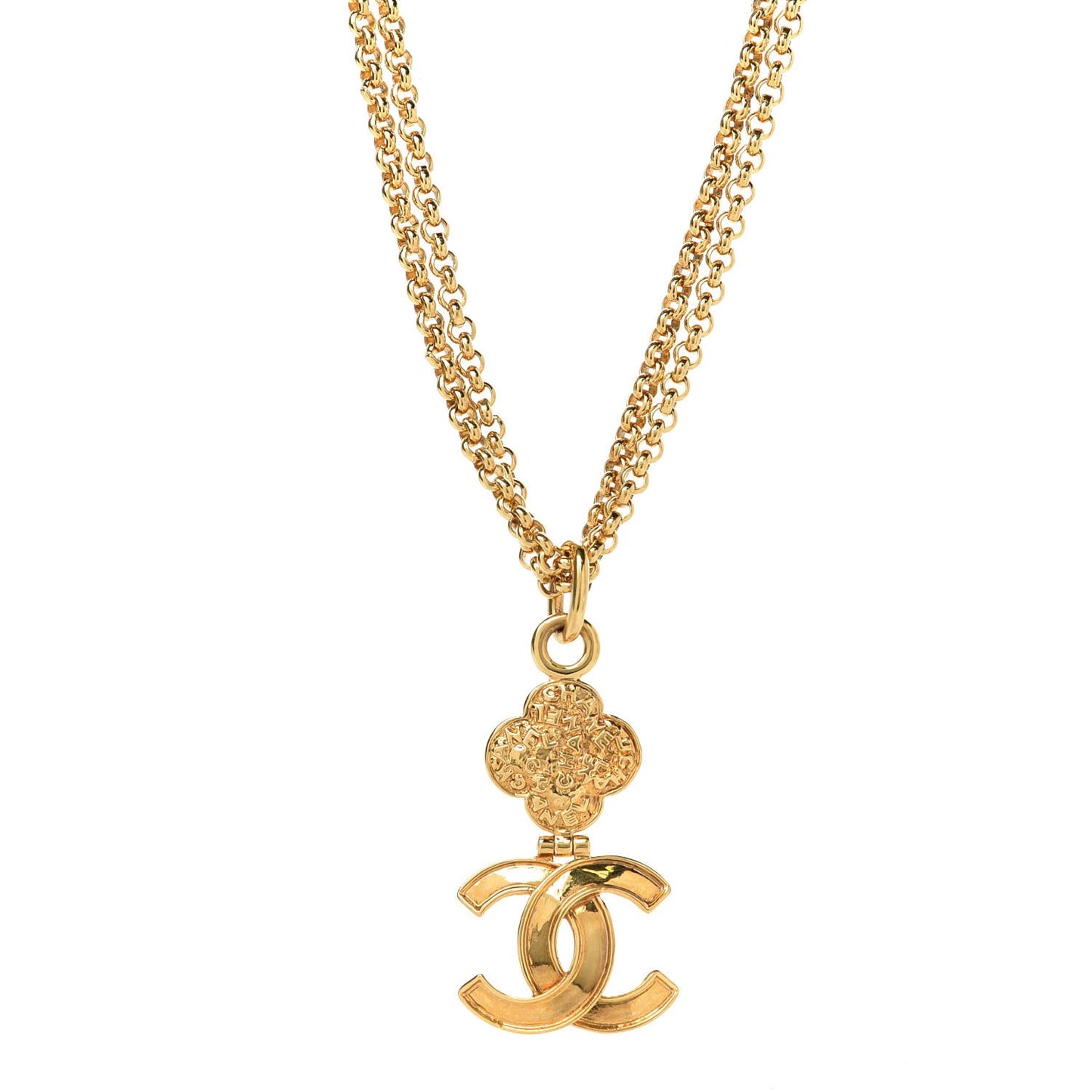 Metal CC Double Chain Necklace Gold