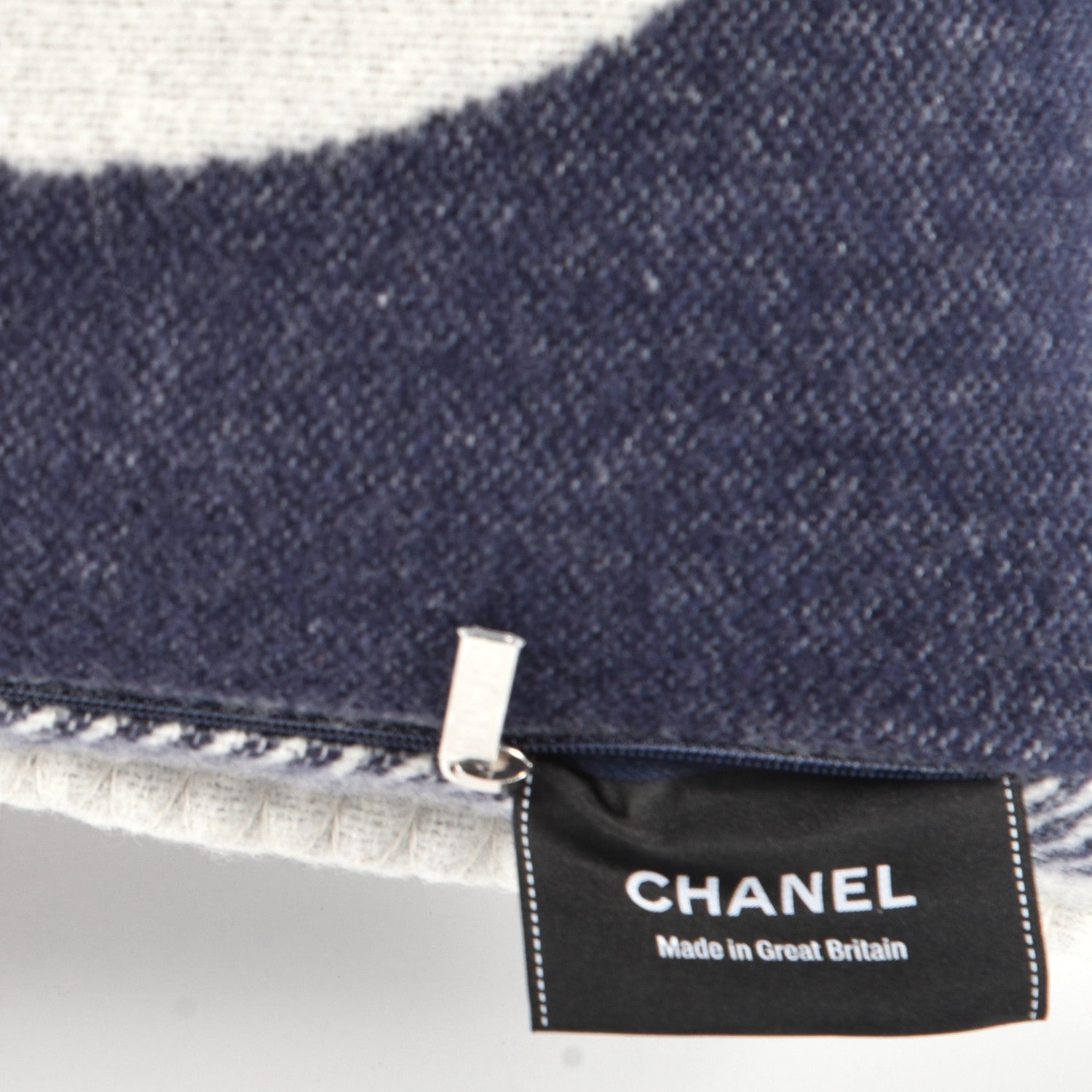Chanel Merino Wool Cashmere CC Pillow Navy Blue 3 of 3