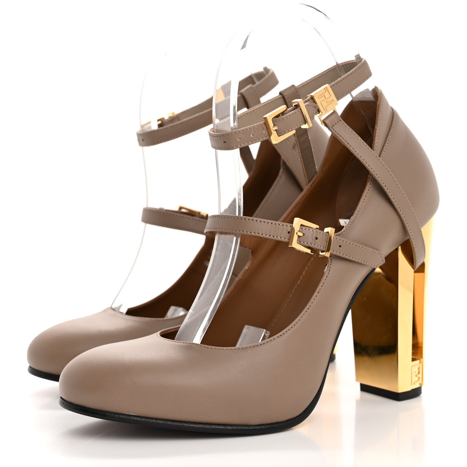 Fendi Vitello Delfina High Heel Pumps 37 Tortora 4 of 10