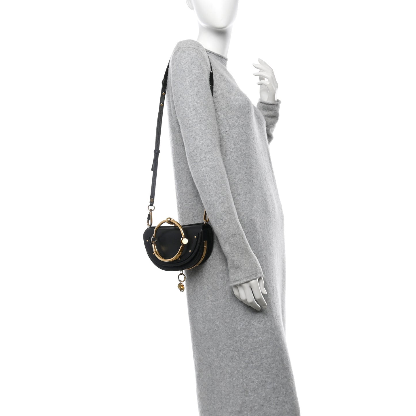 Calfskin Small Nile Bracelet Minaudiere Bag Black