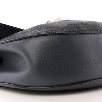 Chloe Suede Smooth Calfskin Drew Shoulder Bag Silver Blue 6 of 9
