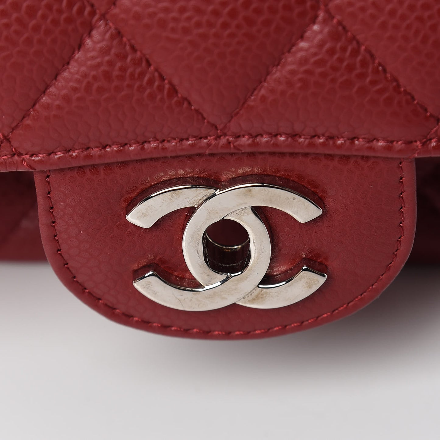 Caviar Quilted Medium Double Flap Red