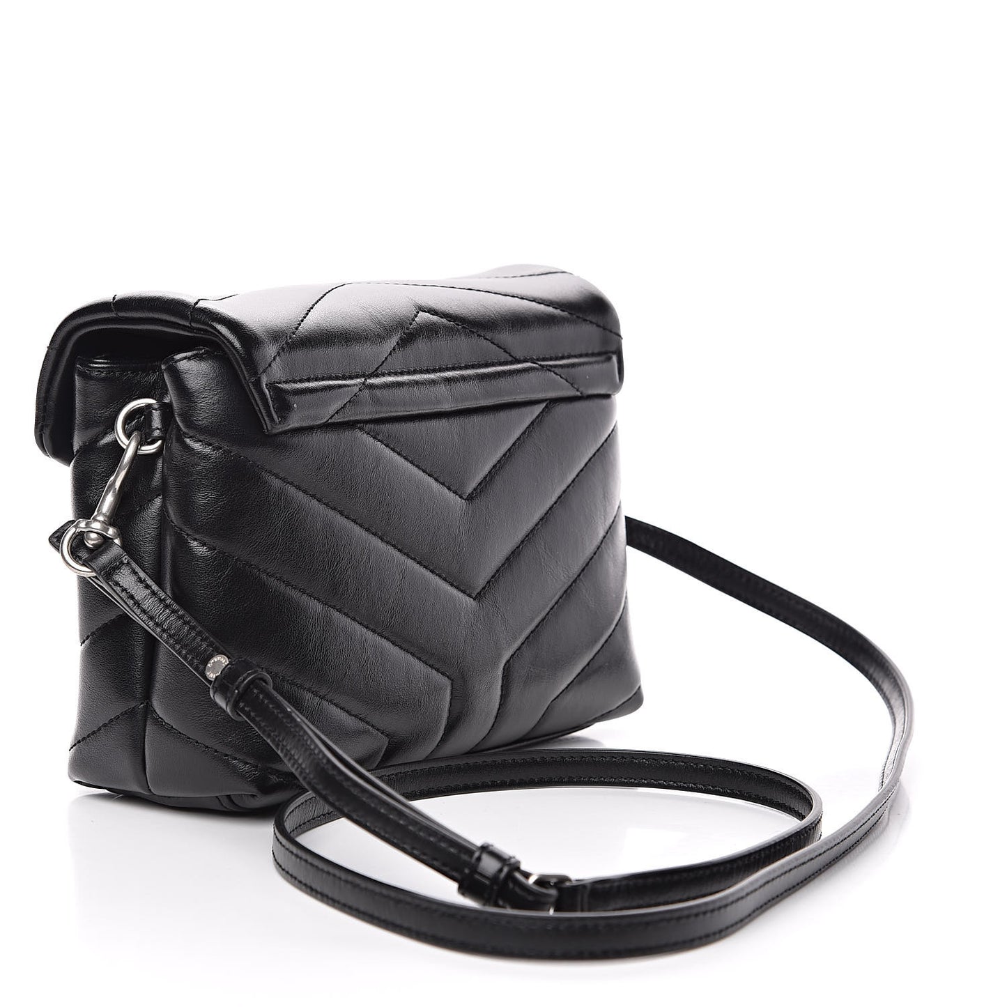 Calfskin Y Quilted Monogram Toy Loulou Crossbody Bag Black