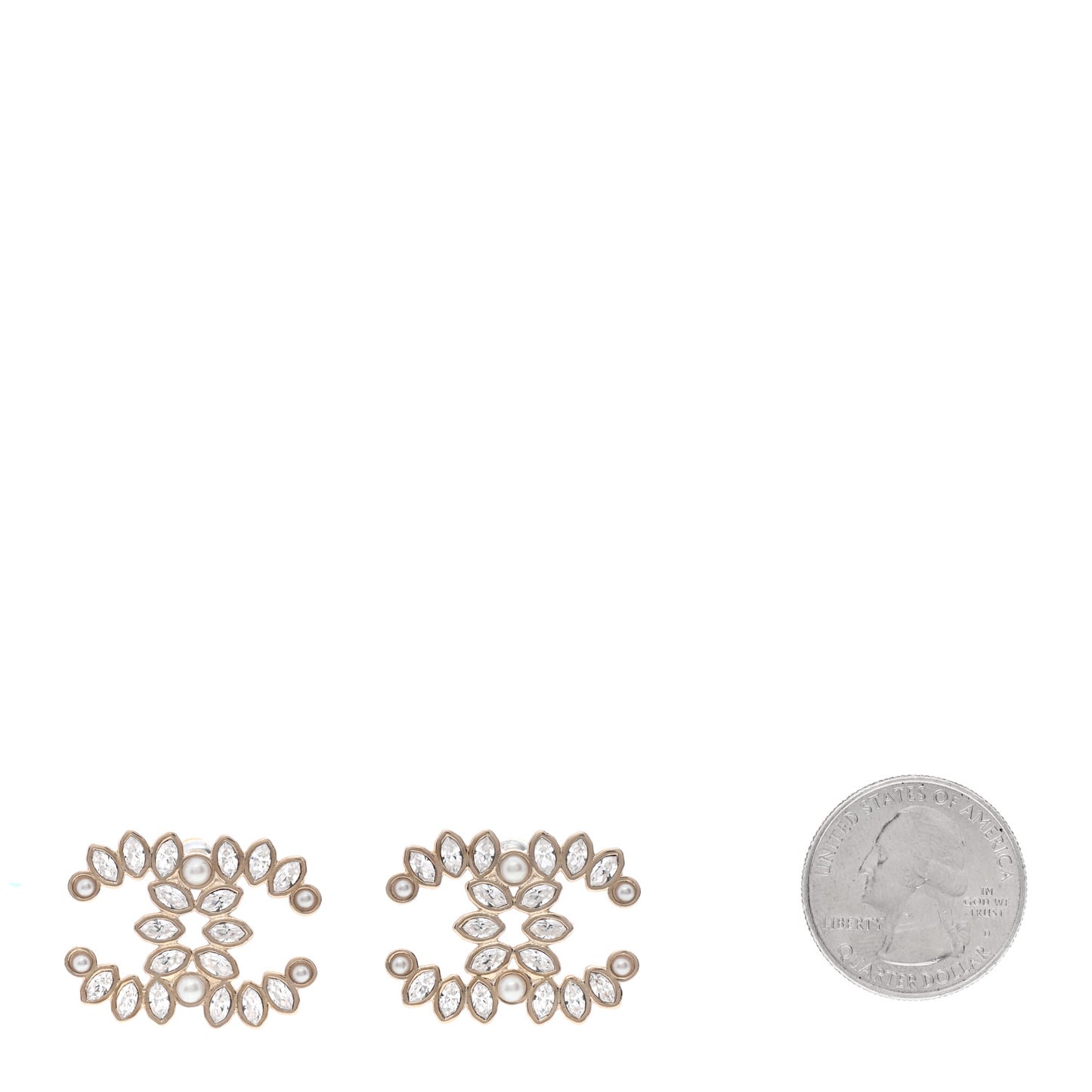 Strass Crystal Pearl Dazzling Wheat CC Earrings Light Gold