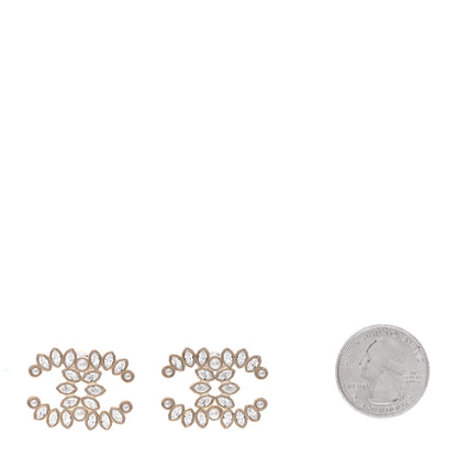 Chanel Strass Crystal Pearl Dazzling Wheat CC Earrings Light Gold 2 of 4