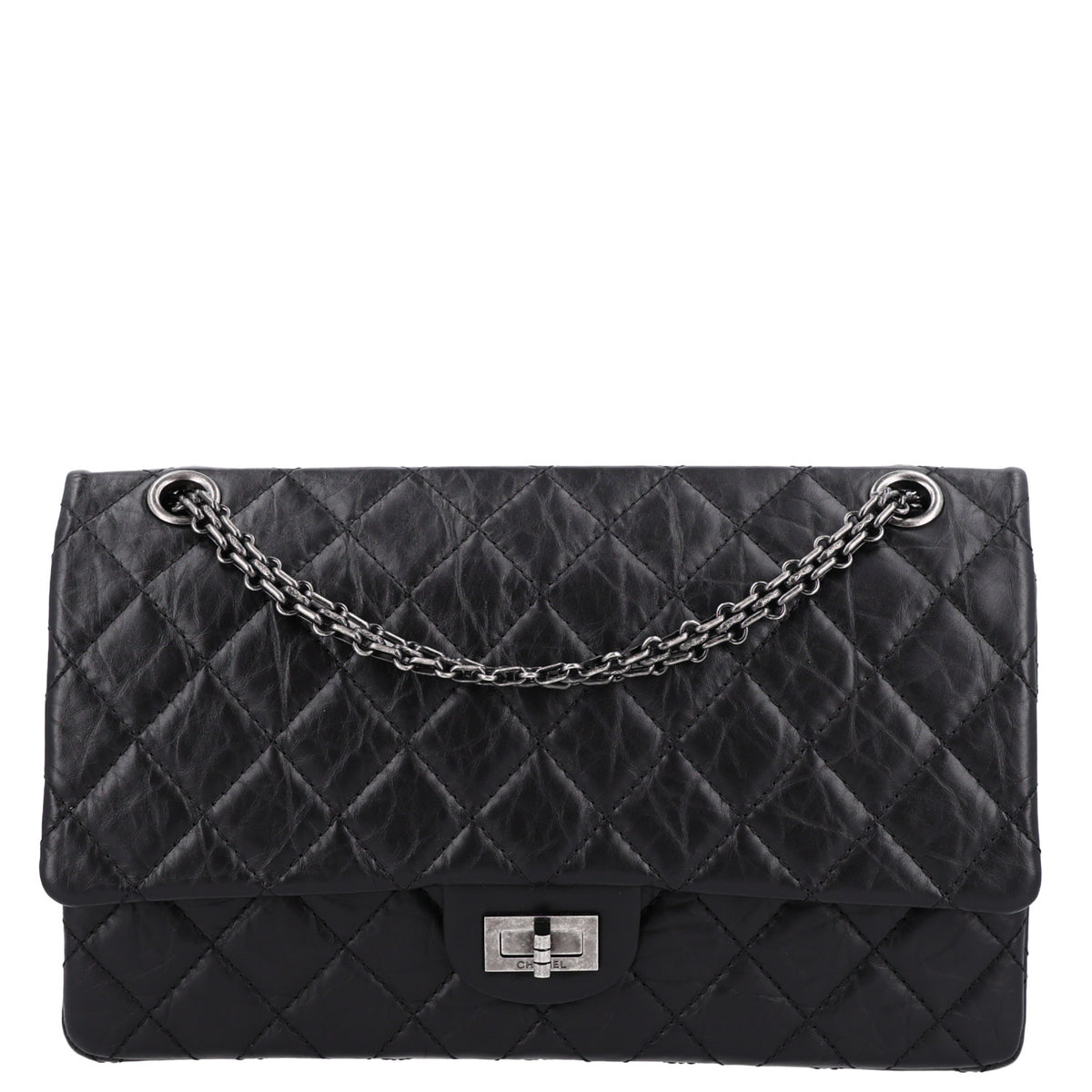 Aged Calfskin Quilted 2.55 Reissue 226 Flap Black