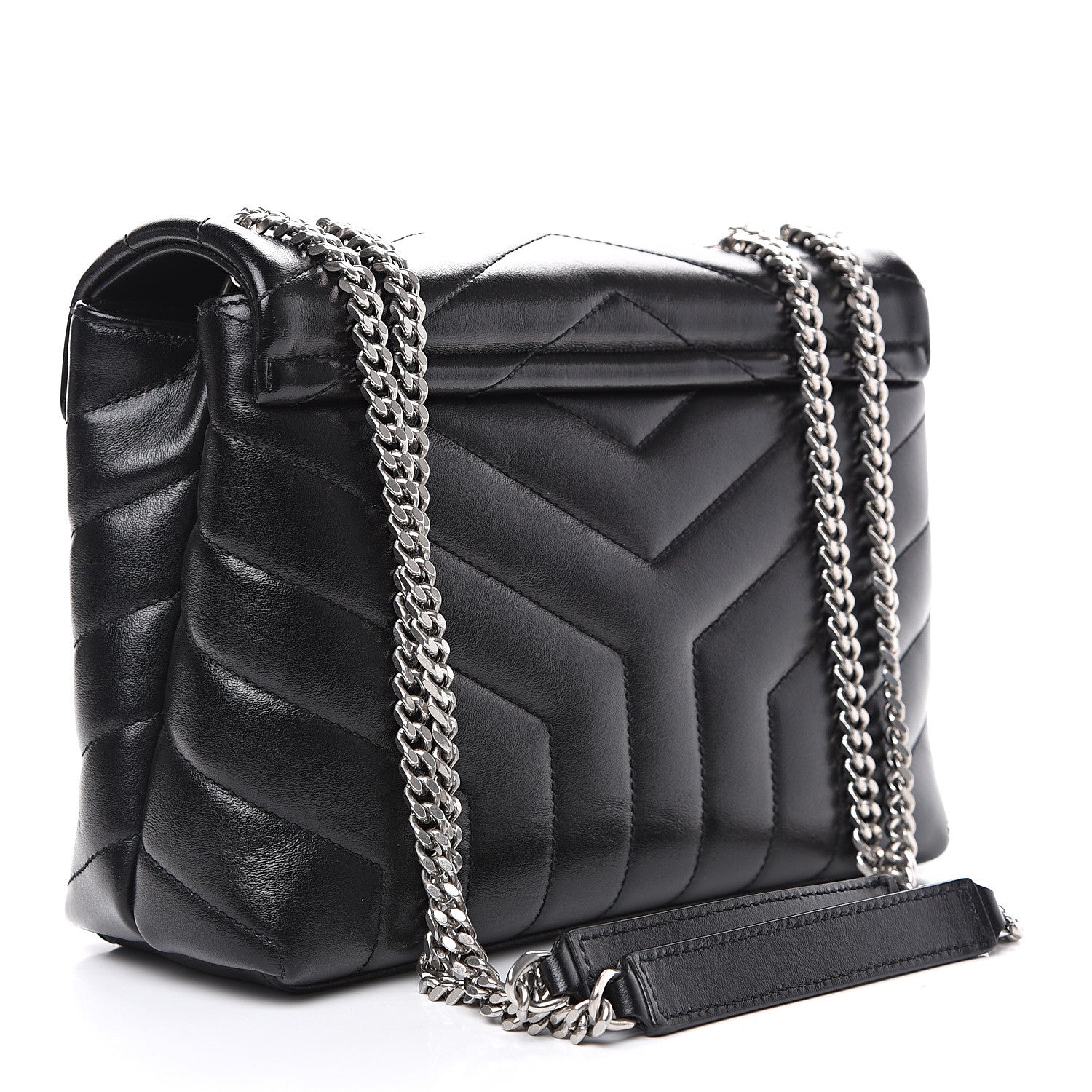 Saint Laurent Calfskin Y Quilted Monogram Small Loulou Chain Satchel Black 2 of 9