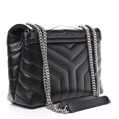 Saint Laurent Calfskin Y Quilted Monogram Small Loulou Chain Satchel Black 2 of 9