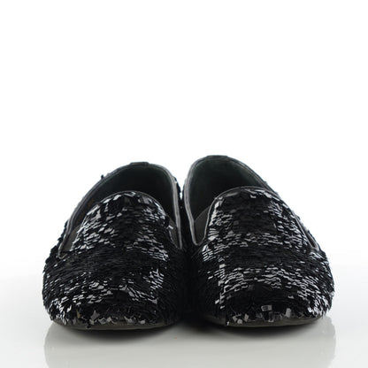 Chanel Sequin CC Loafers 36.5 Black 3 of 9