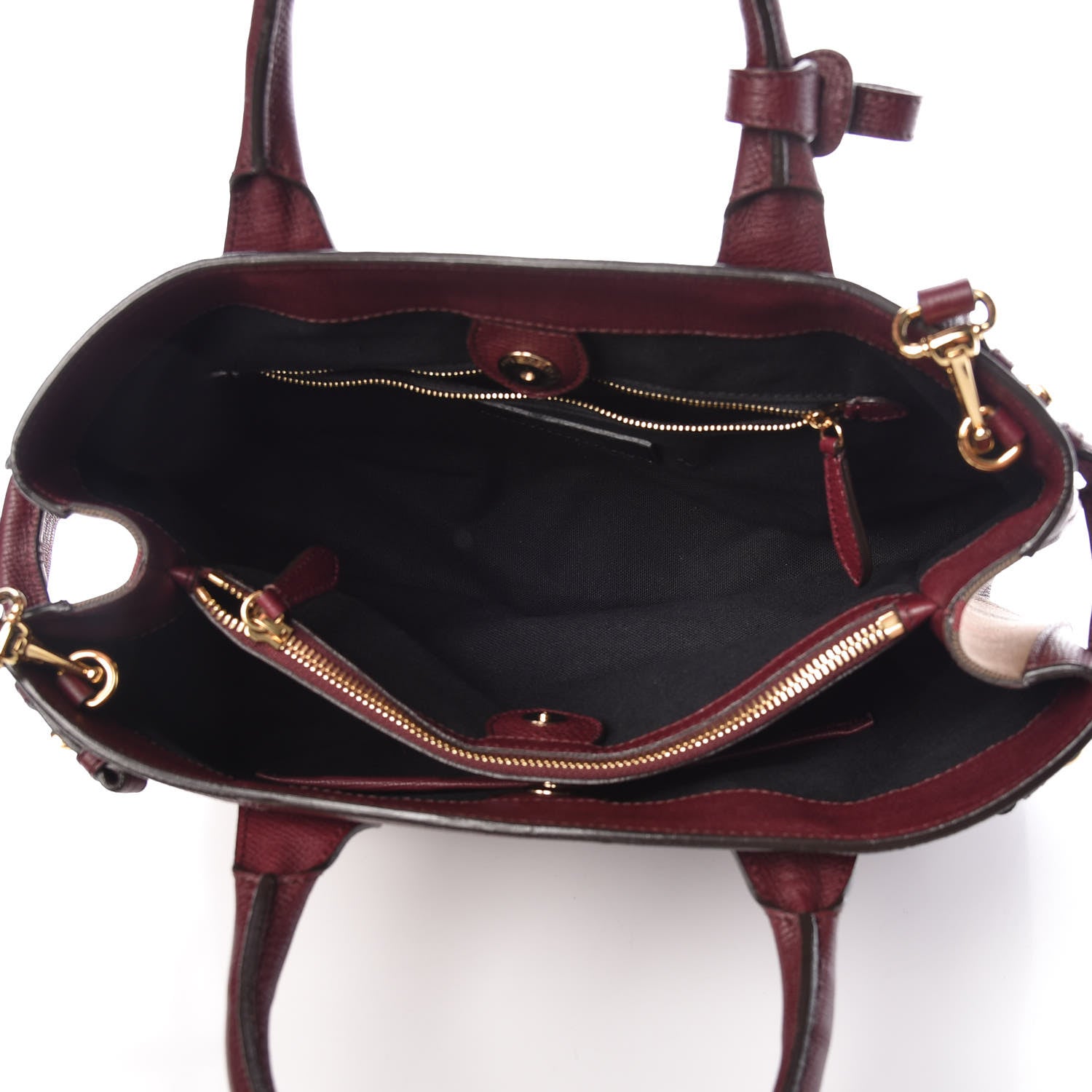 Burberry Grainy Calfskin House Check Medium Banner Tote Mahogany Red 7 of 11