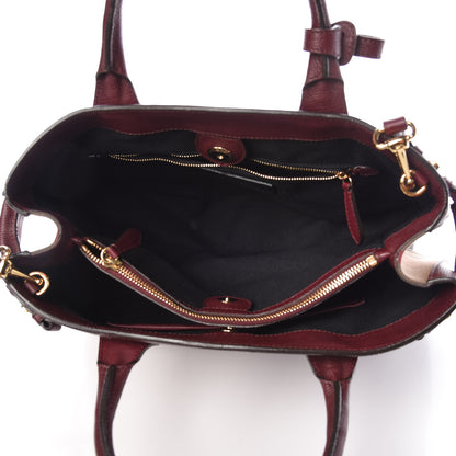 Burberry Grainy Calfskin House Check Medium Banner Tote Mahogany Red 7 of 11