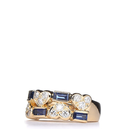 Tiffany 18K Yellow Gold Diamond Blue Sapphire Heart Ring 49 5 3 of 6