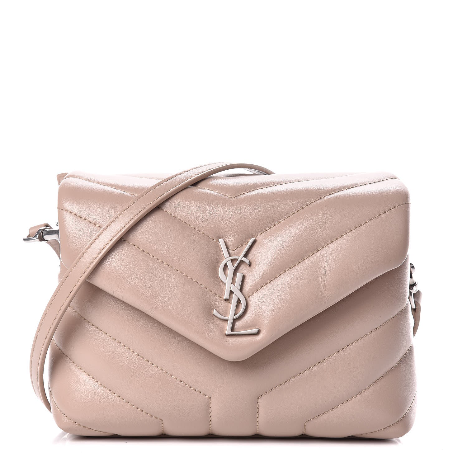 Saint Laurent Calfskin Y Quilted Monogram Toy Loulou Crossbody Bag Dark Beige 1 of 11