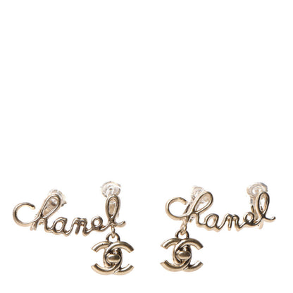 Chanel Metal CC Turnlock Climber Clip On Earrings Gold 1 of 4