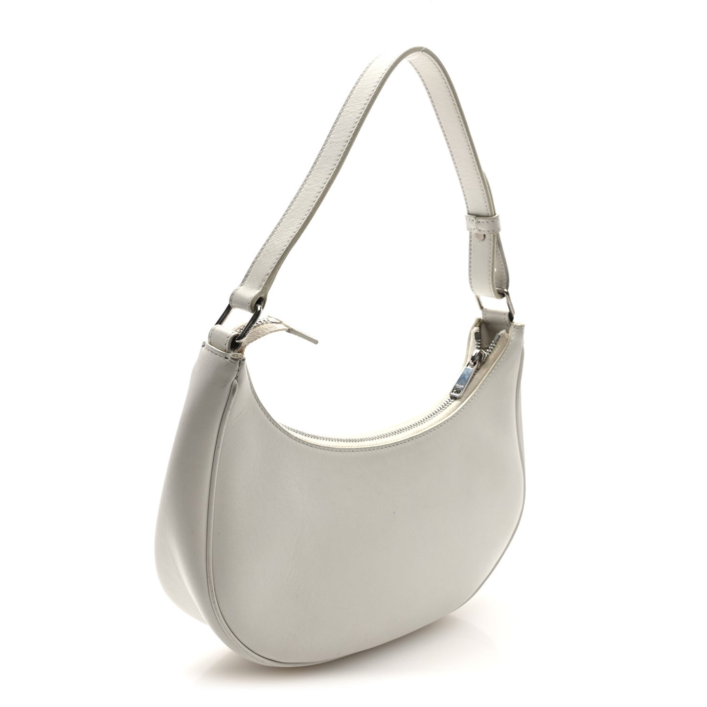 Smooth Calfskin Ava Logo Shoulder Bag White