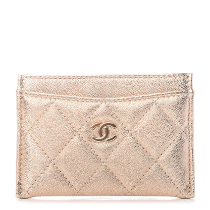 Chanel Metallic Lambskin Quilted CC Card Holder Gold 1 of 4