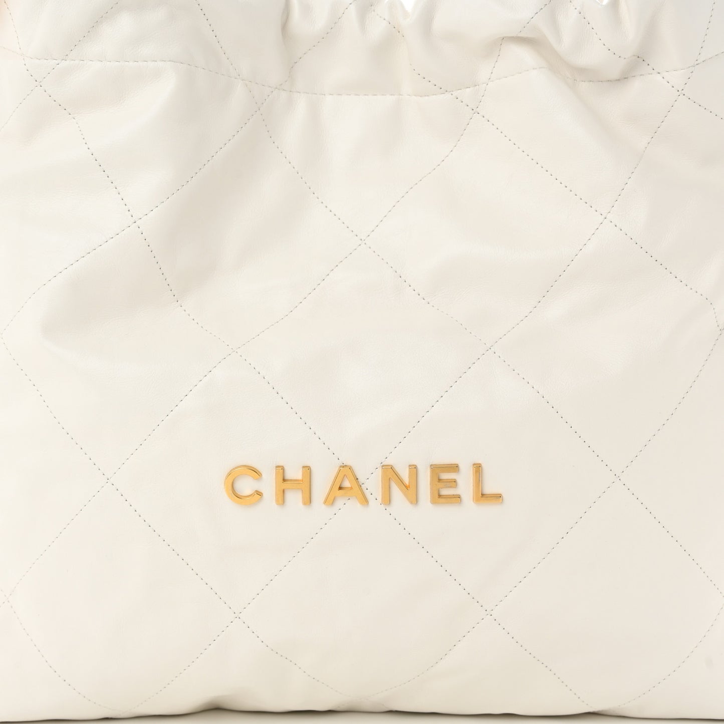 Shiny Calfskin Quilted Chanel 22 White