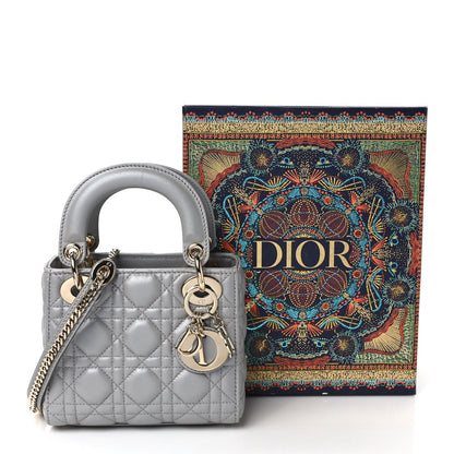 Christian Dior Metallic Lambskin Cannage Mini Lady Dior Grey 10 of 10