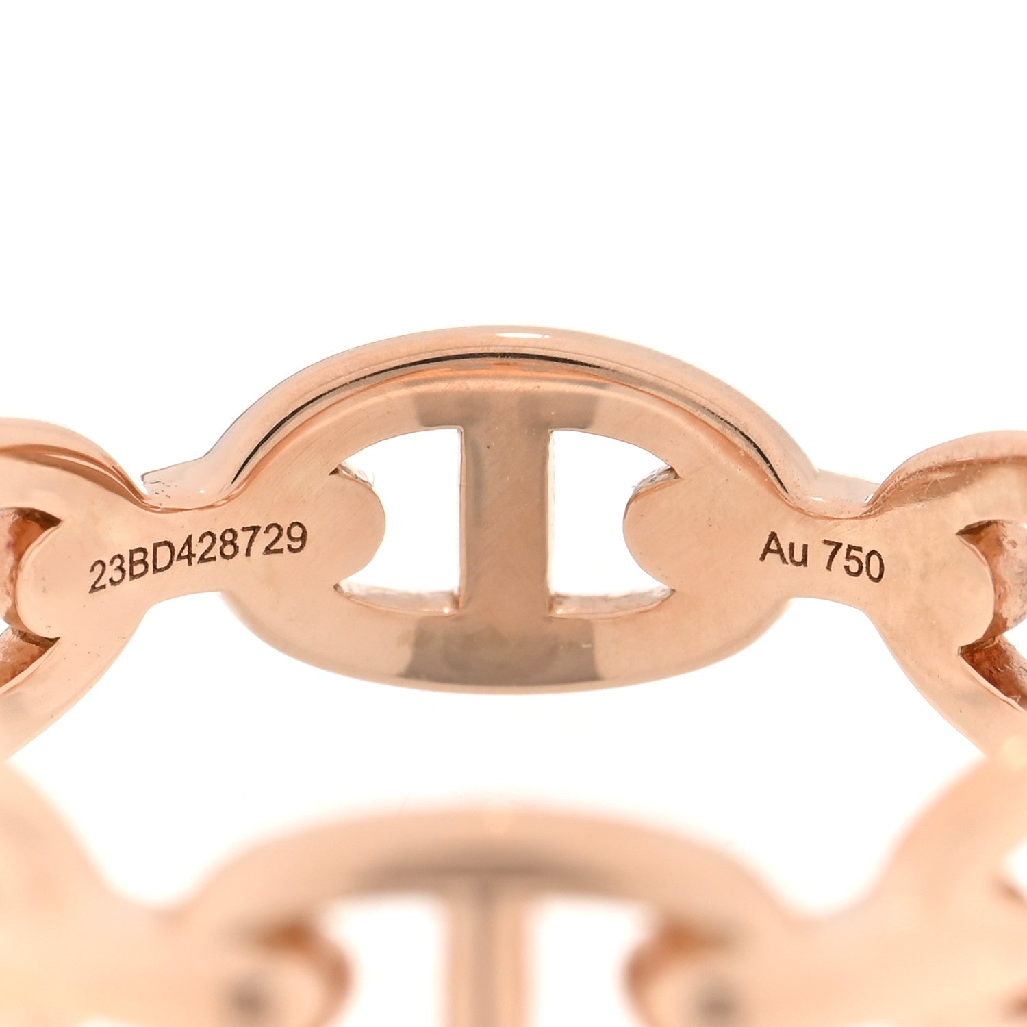 Hermes 18K Rose Gold PM Chaine d'Ancre Enchainee Ring 57 8 5 of 7