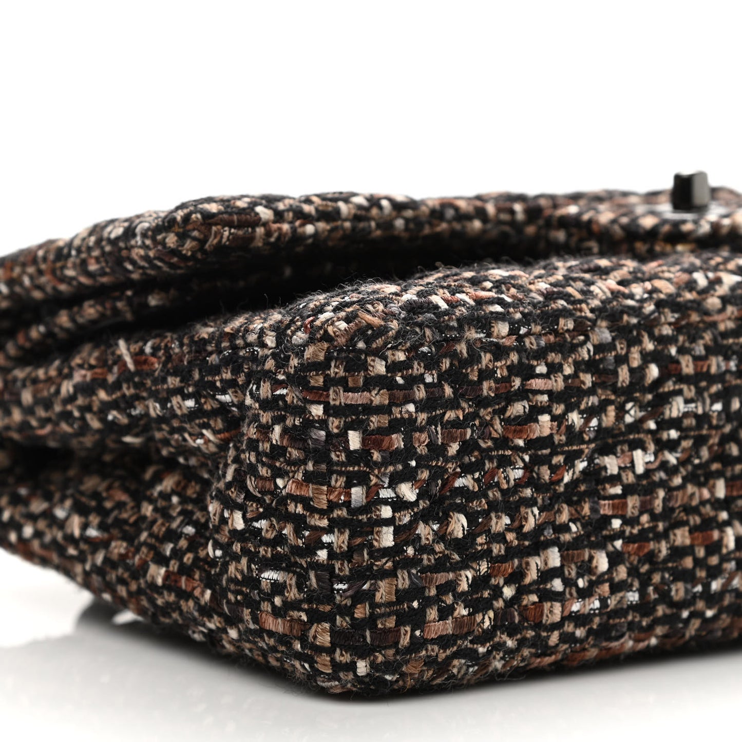 Tweed Quilted Medium Double Flap Brown