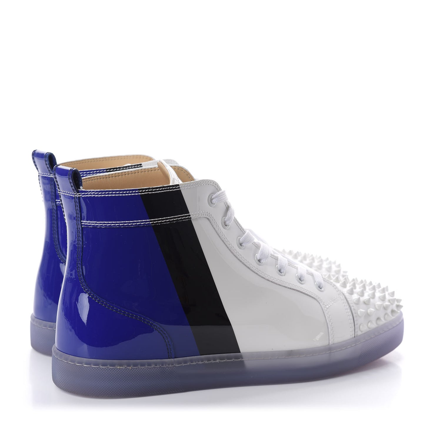 Patent Spikes Mens Lou Flat Sneakers 45 White Blue Black