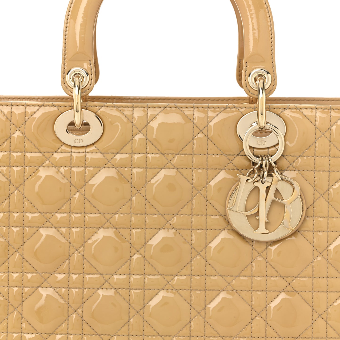 Patent Cannage Large Lady Dior Beige