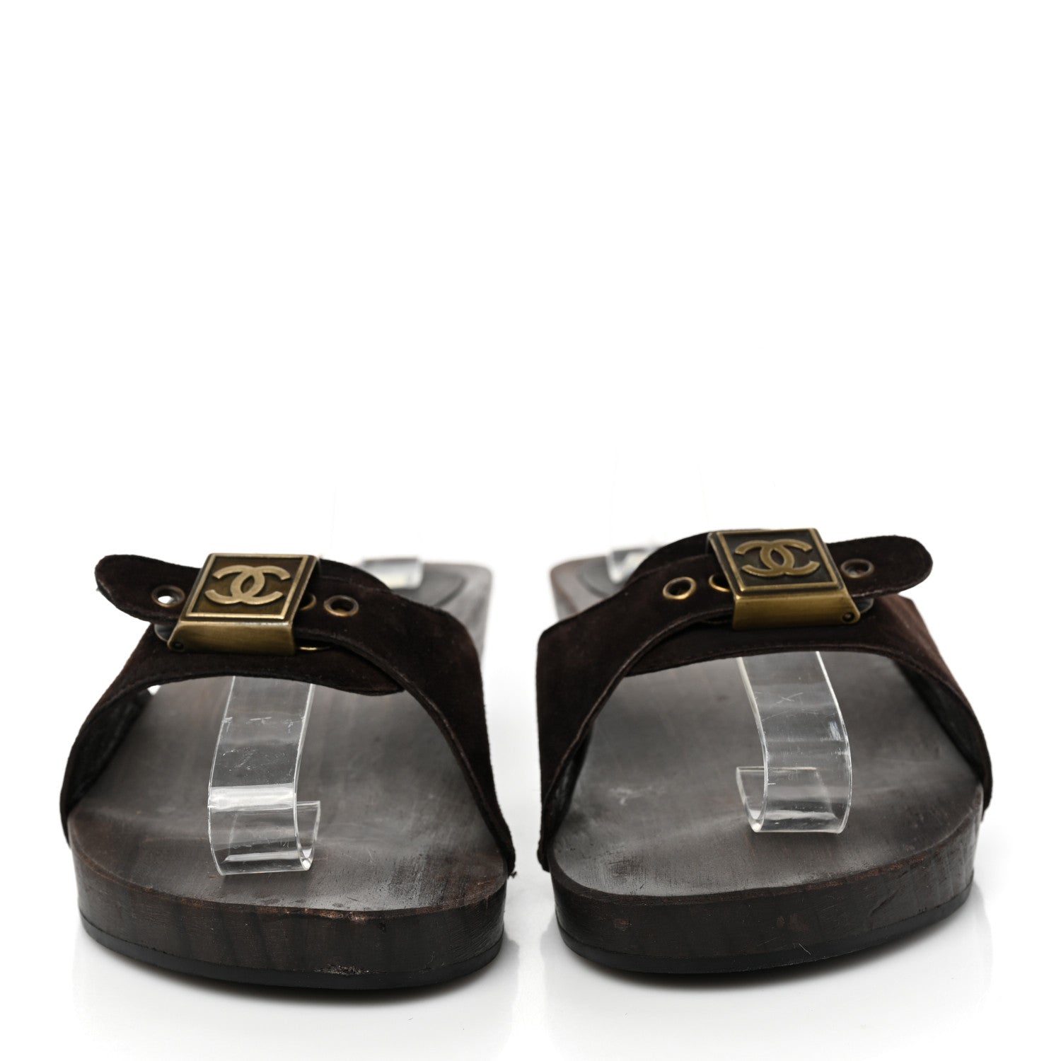 Chanel Suede CC Buckle Clogs 36 Dark Brown 2 of 7