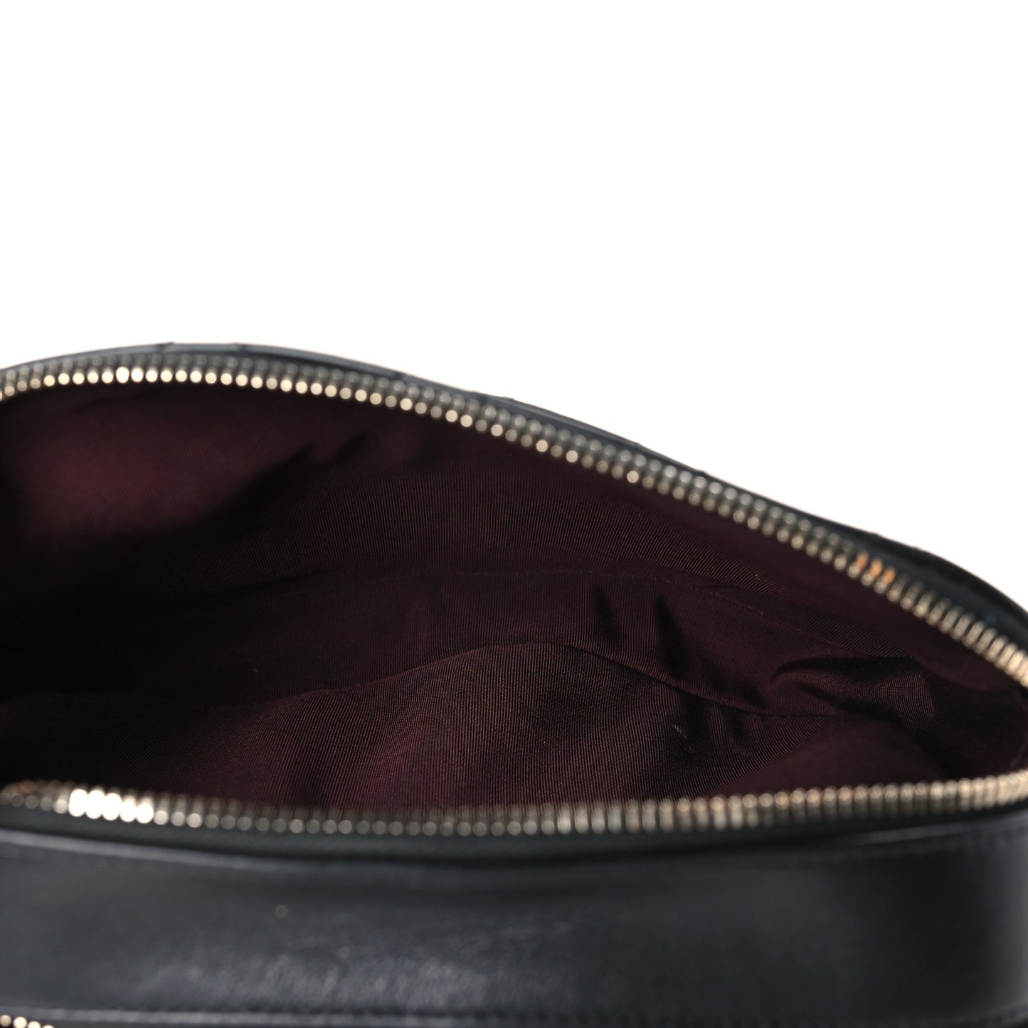 Calfskin Grosgrain Stitched Button Up Camera Case Black
