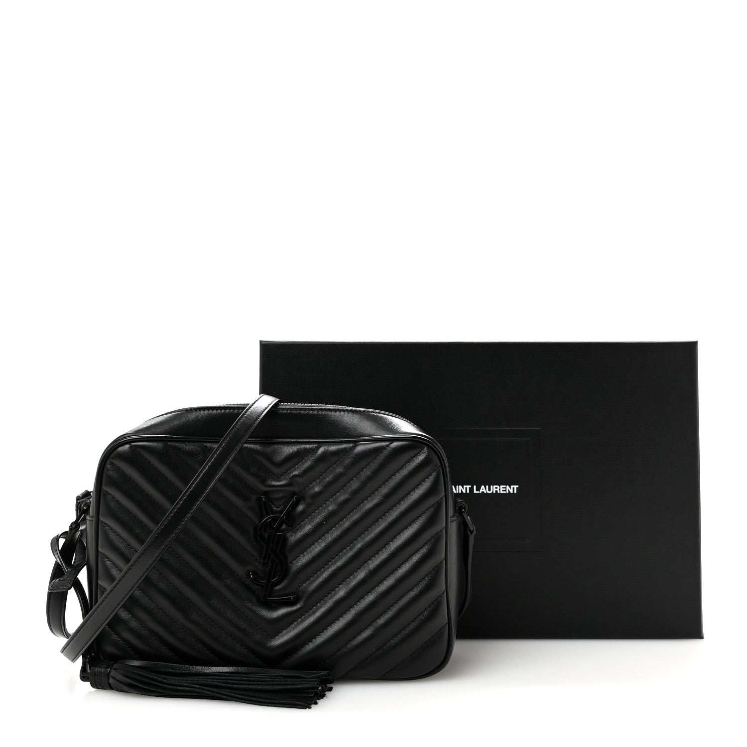 Saint Laurent Calfskin Matelasse Monogram Monochrome Lou Camera Bag Black 12 of 12