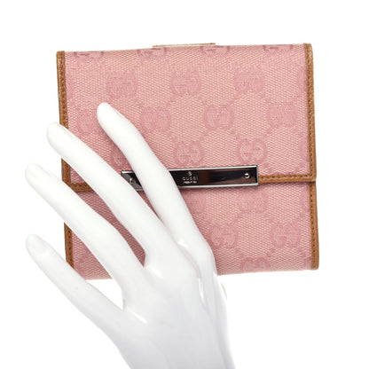 Gucci Monogram Metal Bar French Flap Wallet Pink 2 of 7