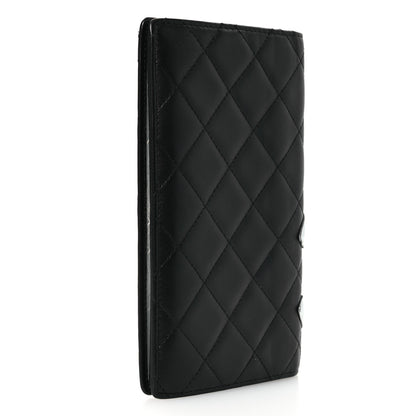 Chanel Calfskin Quilted Cambon Yen Wallet Black Silver 3 of 11