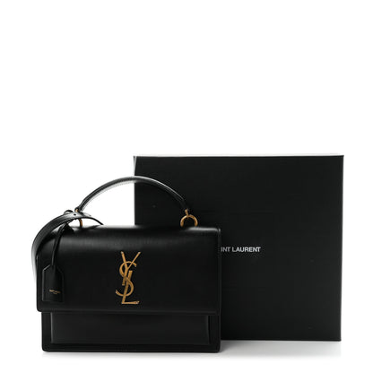 Saint Laurent Smooth Calfskin Medium Monogram Sunset Satchel Black 10 of 10