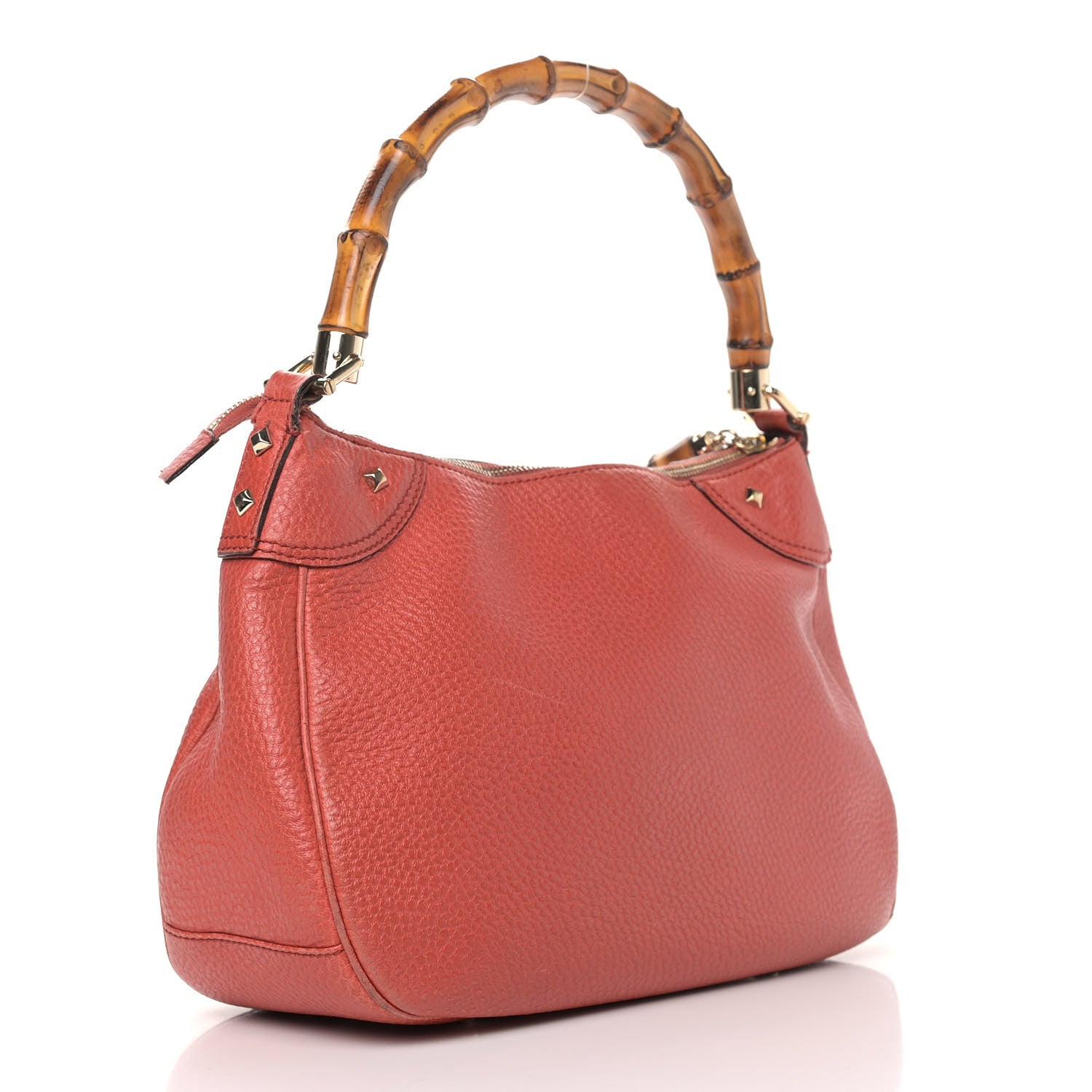 Gucci Calfskin Bamboo Top Handle Bag Coral 3 of 17