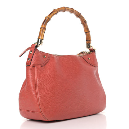 Gucci Calfskin Bamboo Top Handle Bag Coral 3 of 17