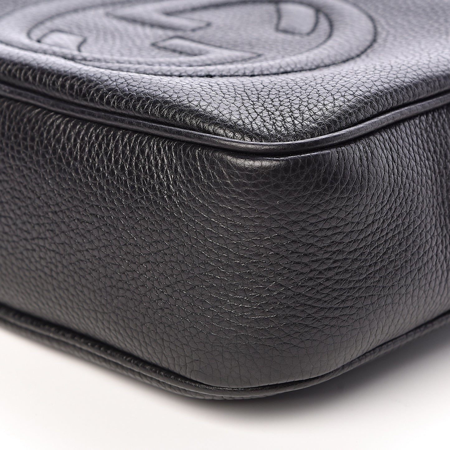Pebbled Calfskin Small Soho Disco Bag Black
