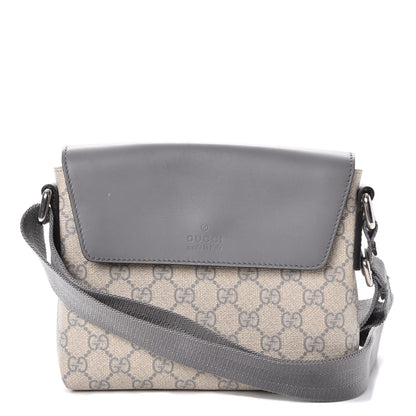 Gucci GG Supreme Monogram Selleria Calfskin Small Satchel Messenger Bag Ecru Grigio 1 of 12