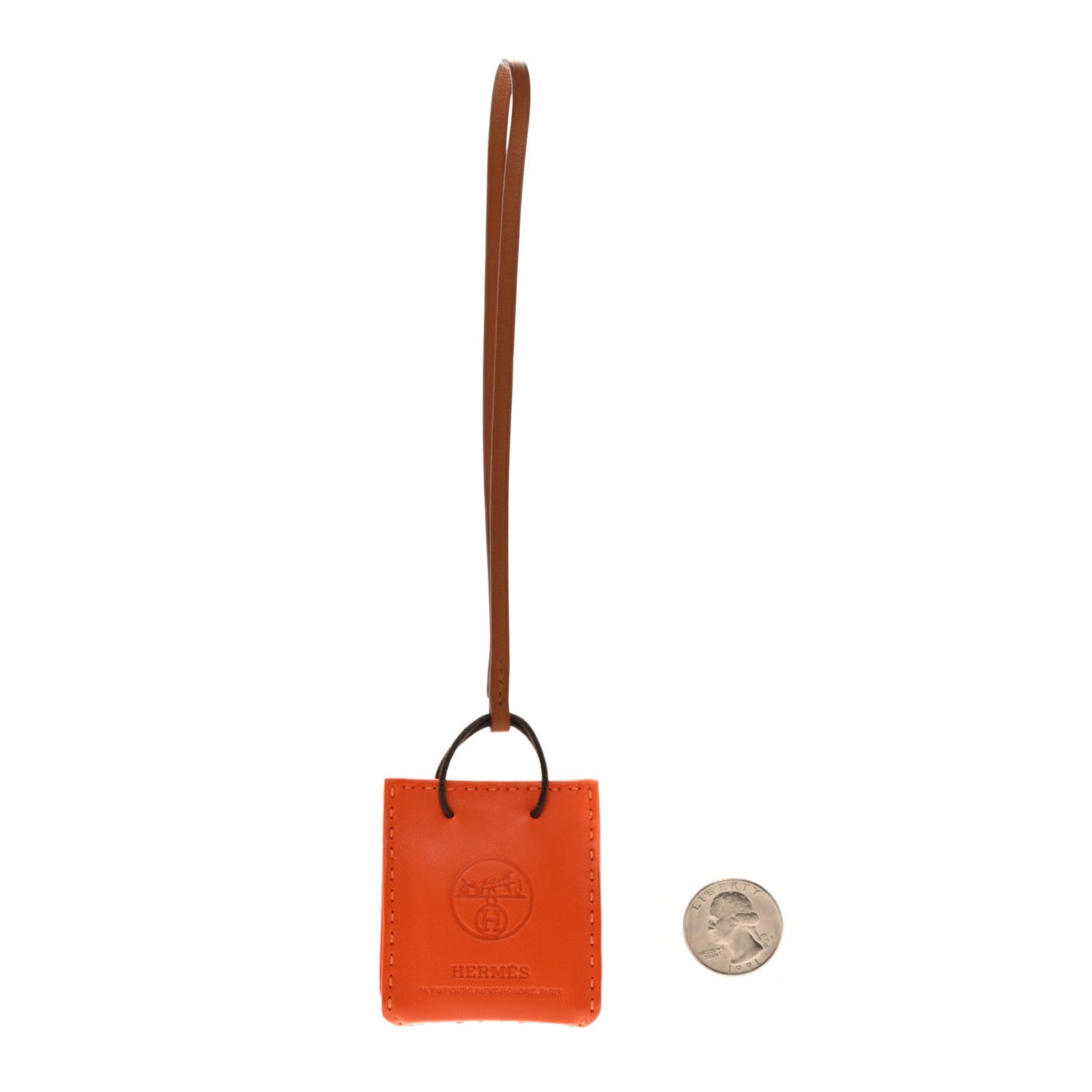 Hermes Milo Lambskin Swift Shopping Bag Charm Feu Gold 2 of 4