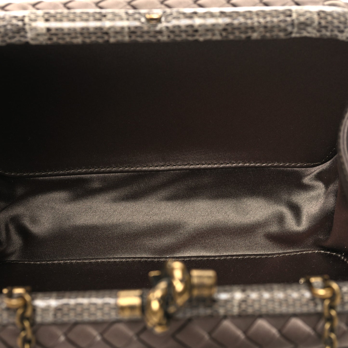 Satin Intreccio Impero Ayers Knot Clutch Taupe