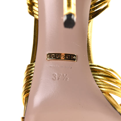 Gucci Metallic Nappa Knotted Allie Sandals 37.5 Gold 8 of 9