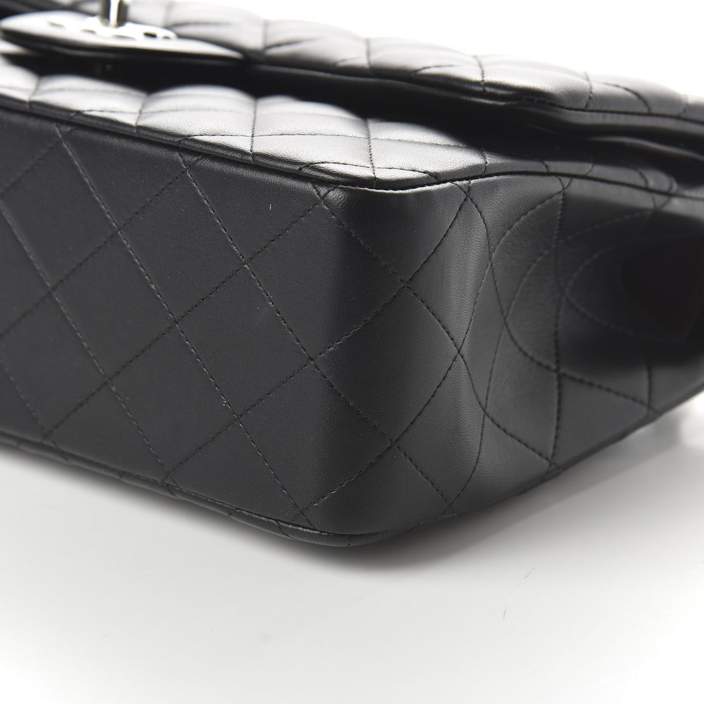 Lambskin Quilted Jumbo Double Flap Black