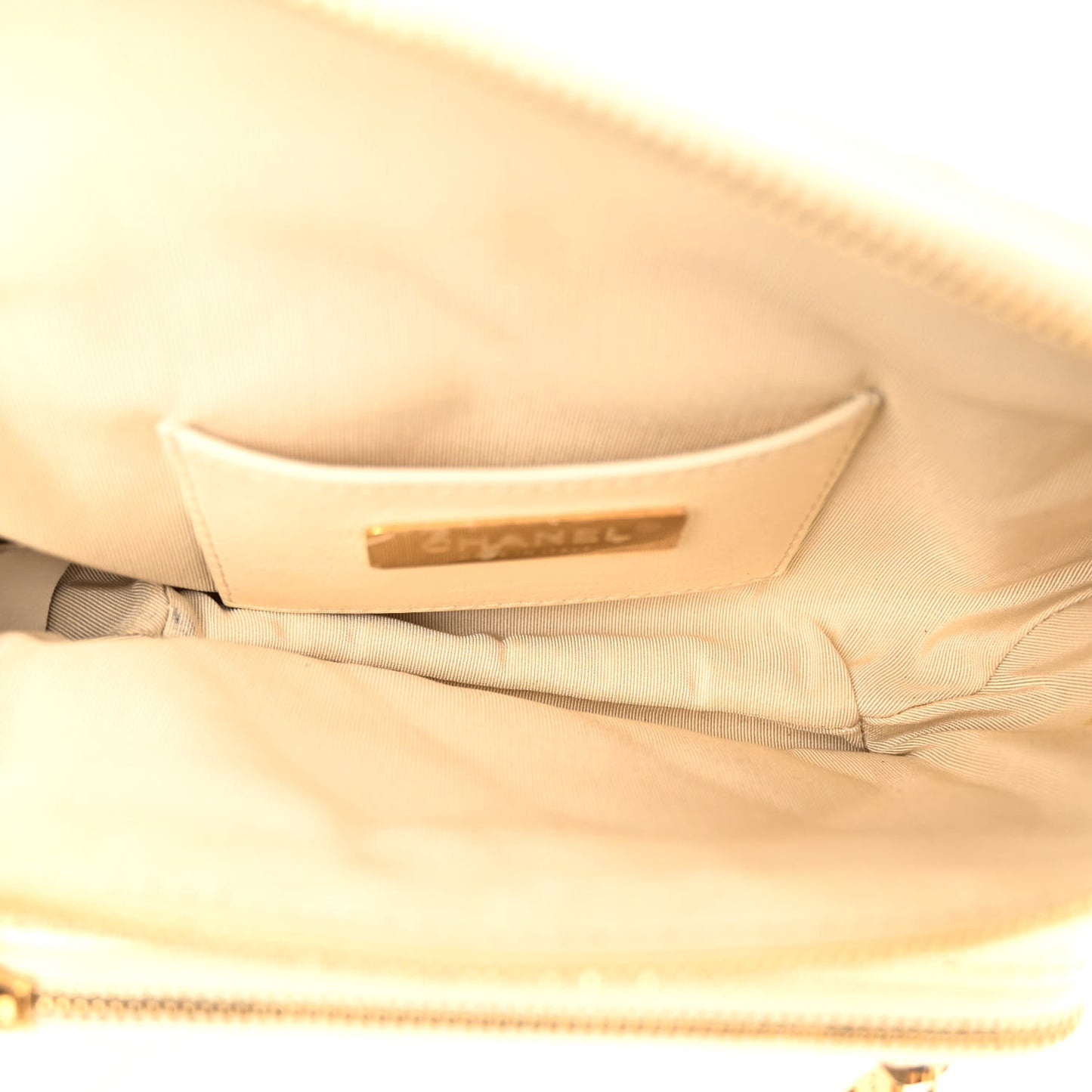 Iridescent Calfskin Quilted All About Waist Belt Bag Beige