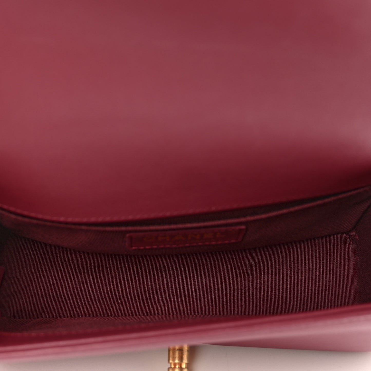 Calfskin Chevron Quilted Small Boy Flap Burgundy