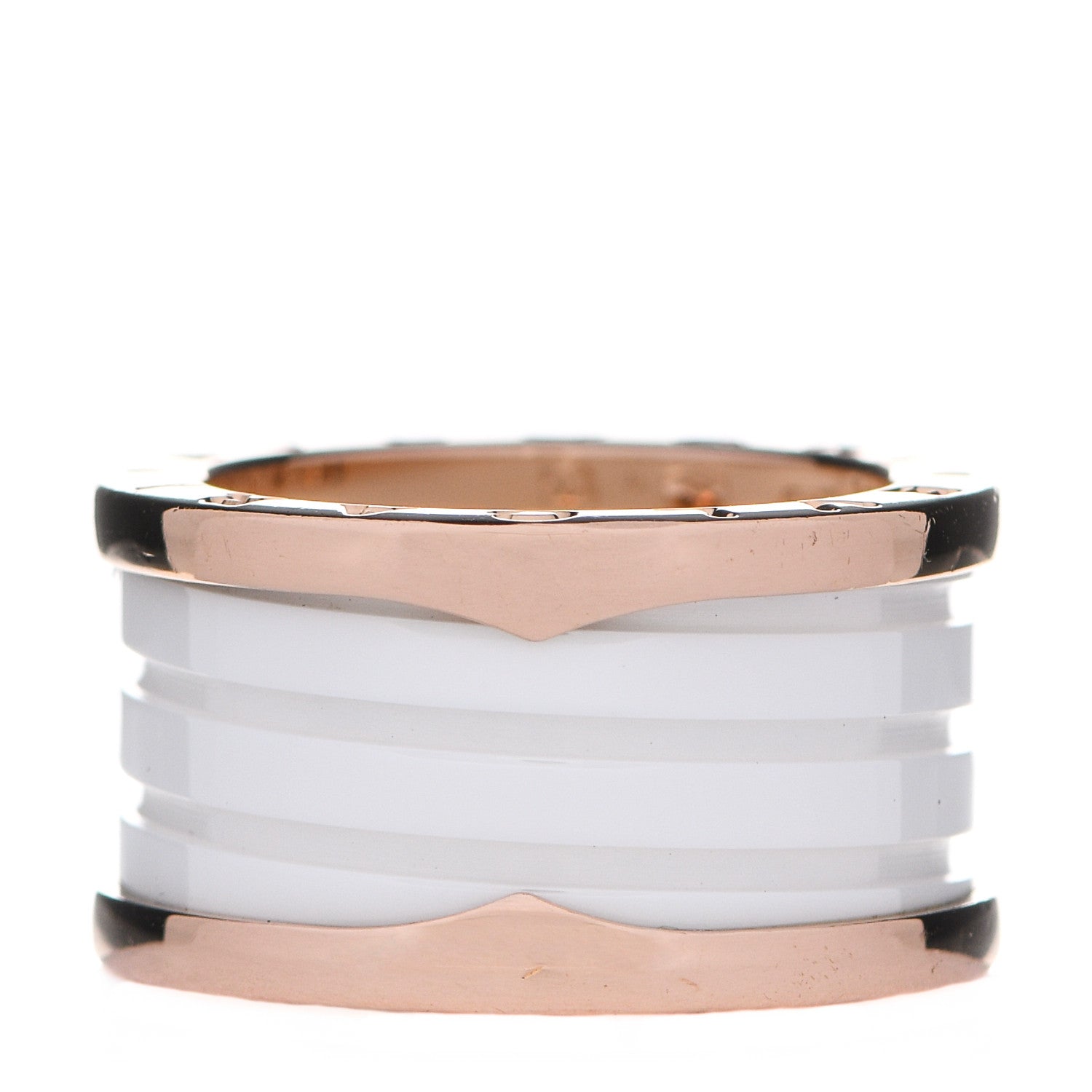 Bulgari 18K Rose Gold White Ceramic B.Zero1 Four-Band Ring 53 6.25 1 of 7