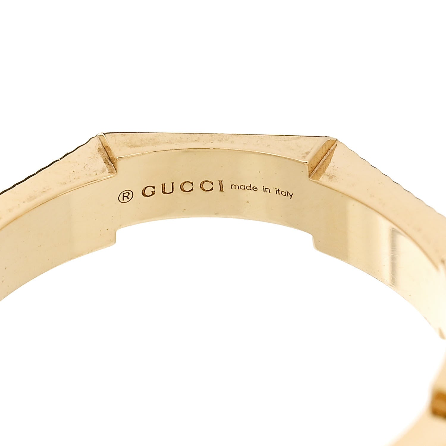 Gucci 18K Yellow Gold Link To Love Striped Ring 54 6.75 4 of 7