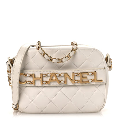 Chanel Calfskin Quilted Enchained Camera Case Bag White 1 of 14