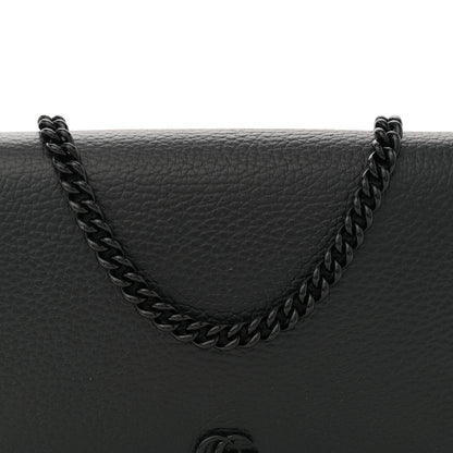 Gucci Dollar Calfskin Enamel Monochrome Mini GG Marmont Chain Wallet Black 7 of 9
