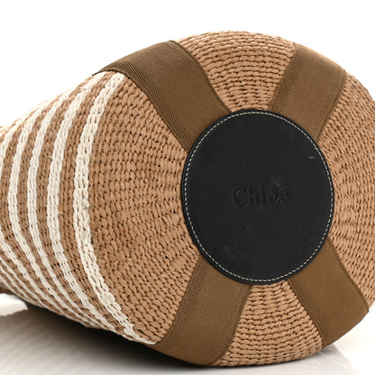 Chloe Raffia Calfskin Large Woody Striped Basket Bag Brown 9 of 9