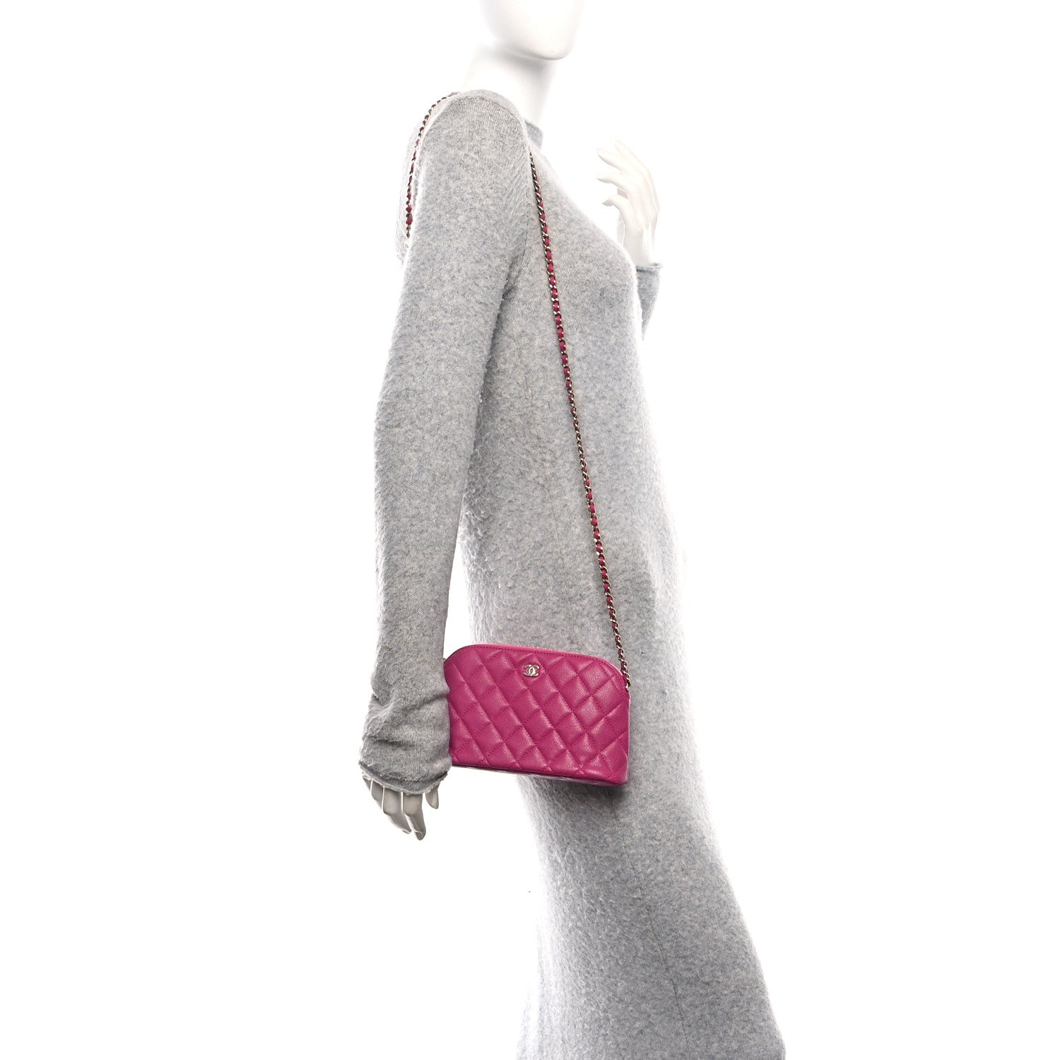 Chanel Caviar Quilted Classic Clutch With Chain Fuchsia 2 of 10